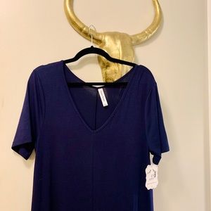 Navy Blue Short Sleeve Maxi Dress